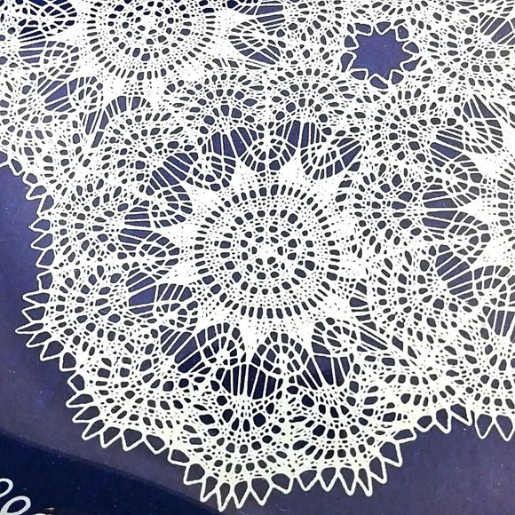 Glass Platter Gold Ruffled Rim Printed White Doily Pattern Vintage 10" Diameter - Picture 4 of 7